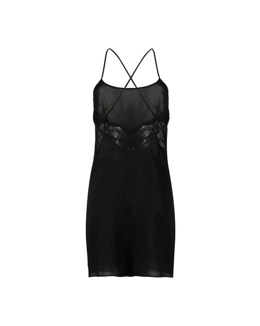 Calvin Klein Kleedjes ,Zwart ,Polyester Zwarte Zwarte Body Chemise in het Black