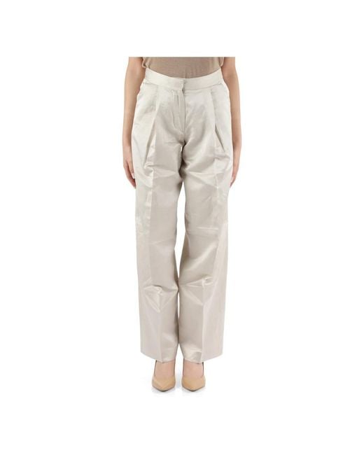 Pantaloni in viscosa e cotone con chiusura a bottone e zip di Calvin Klein in Gray