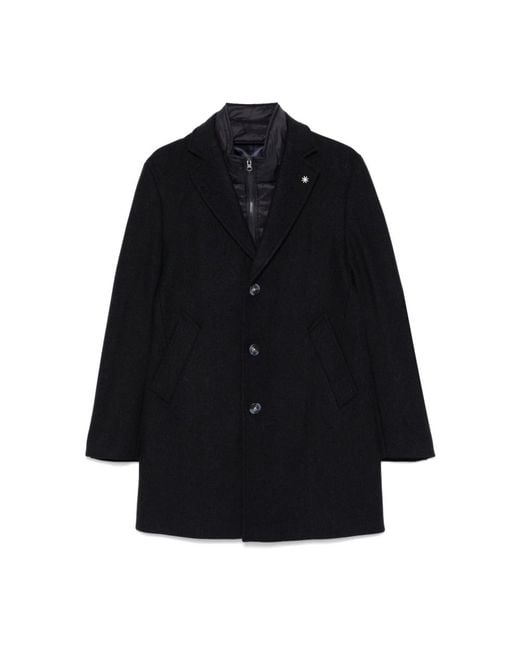 Manuel Ritz Black Single-Breasted Coats for men