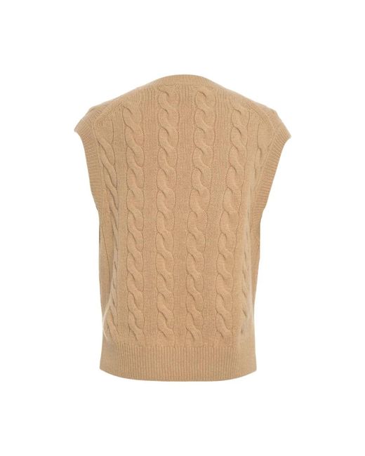 Polo Ralph Lauren Kabel Gebreide V-Hals Trui in het Natural