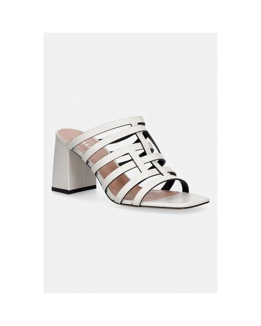 Pollini Blockhak Mules in het Metallic