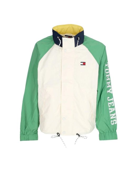 Tommy Hilfiger Jassen ,Veelkleurig ,Polyester Kleur Blok Windjack Kustgroen in het Green voor heren