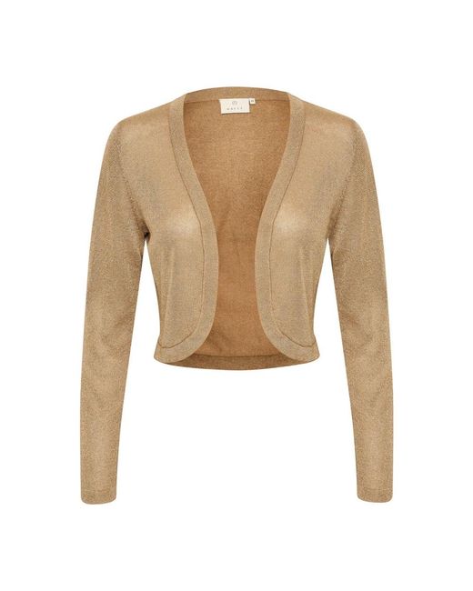 Kaffe Truien & Vesten ,Bruin ,Glinsterende Open Bolero Jas in het Natural