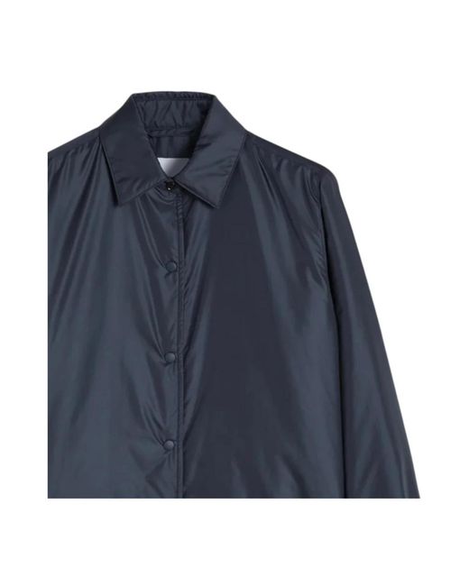 Aspesi Jassen ,Blauw ,Nylon Blauwe Gewatteerde Nylon Overshirt in het Blue