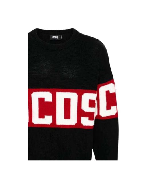Gcds Black Round-Neck Knitwear for men