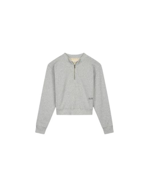 Olaf Hussein Retro spiral logo zip mock neck in Gray für Herren