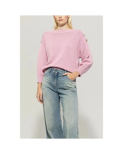 Round-Neck Knitwear Luisa Cerano de color Pink