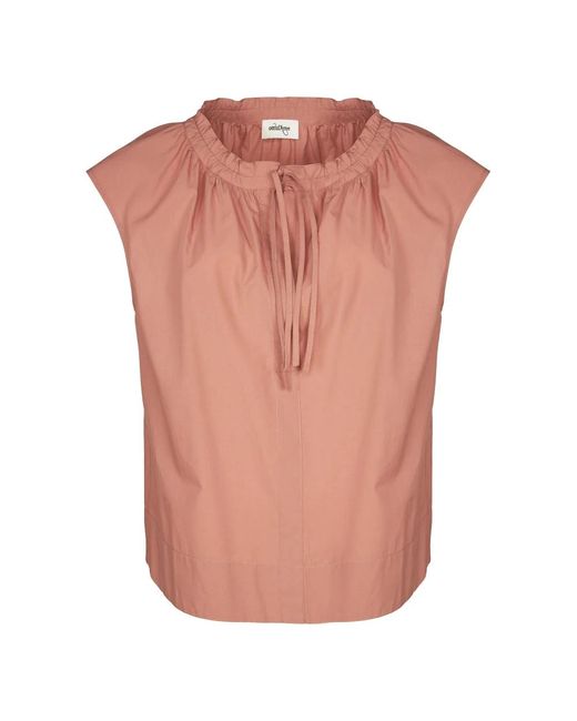 Ottod'Ame Pink Rosa popeline-bluse mit tropfen-ausschnitt
