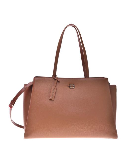 Baldinini Brown Tote bag in tumbled leather