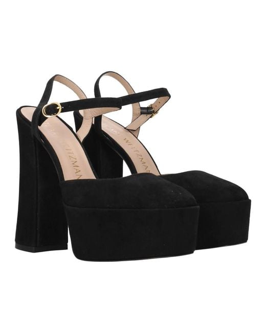 Stuart Weitzman Black Schwarze Leder-Plateau-Sandalen