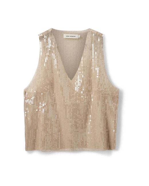 Sofie Schnoor Paillet V-Hals Top in het Natural