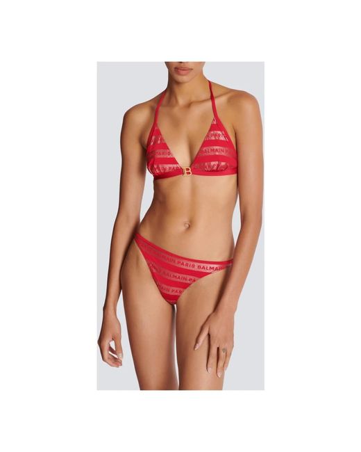 Balmain Red Paris triangel-bikini