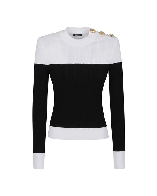 Balmain Black Round-Neck Knitwear