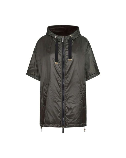Max Mara Jassen ,Groen ,Waterafstotende Jas Met Capuchon En Korte Mouwen in het Black