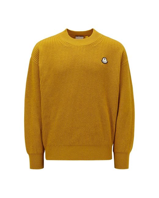 Moncler Yellow Round-Neck Knitwear for men