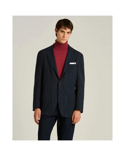 Kiton Cashmere Single-Breasted Jacket in het Blue voor heren