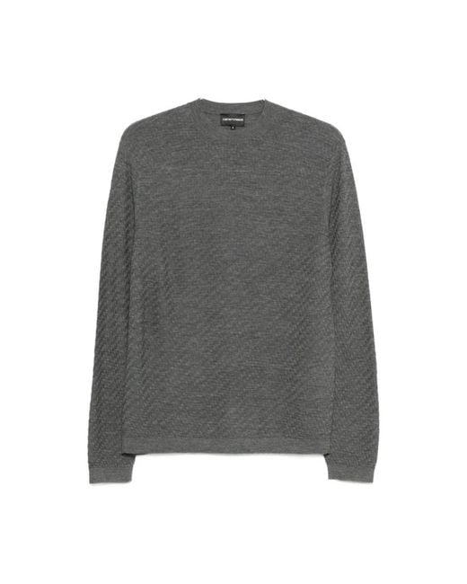 Emporio Armani Gray Round-Neck Knitwear for men