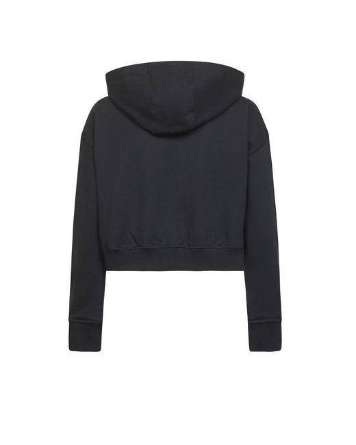 MARINE SERRE Hoodies & Sweatvesten ,Zwart ,Katoen Moon Logo Fleece Cropped Zipped Hoodie in het Black