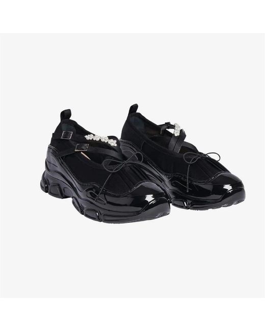 Simone Rocha Black Criss cross tracker sneakers - schwarz