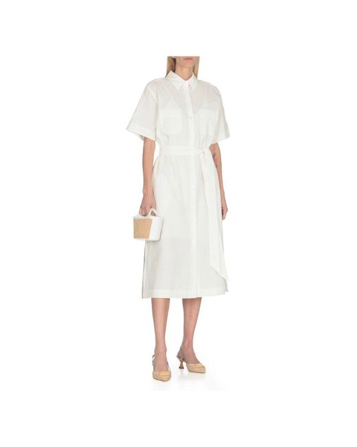 Maison Kitsuné White Weiße baumwollkleid mit kragen