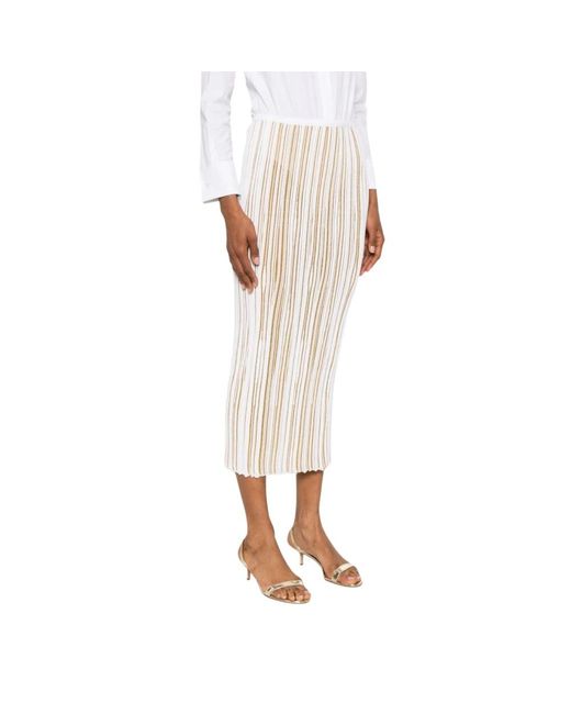 Giambattista Valli White Gestreifter Strick-Midi-Rock