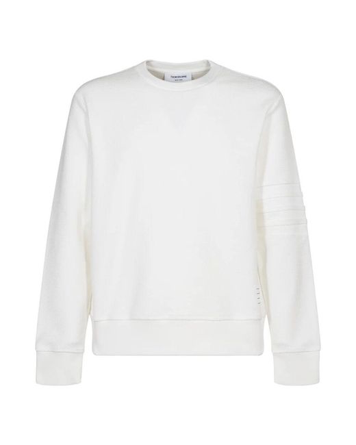 Thom Browne Weißer crewneck-sweatshirt mit 4 bar stripe in White für Herren