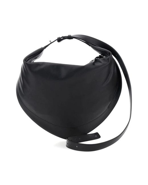 FEDERICO CINA Black Schwarze Leder-Schultertasche Mit Reißverschluss