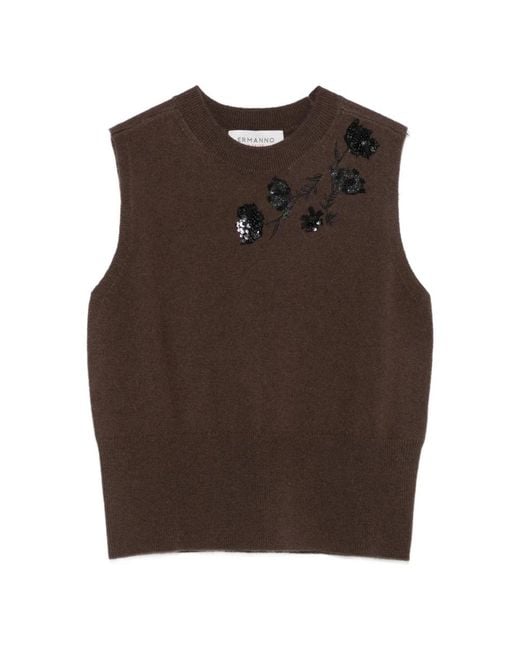 Round-Neck Knitwear Ermanno Scervino de color Brown