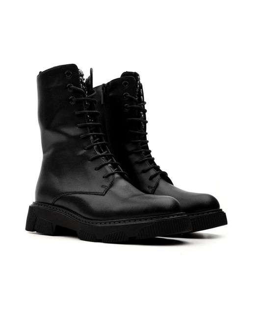 Tosca Blu Black Lace-Up Boots
