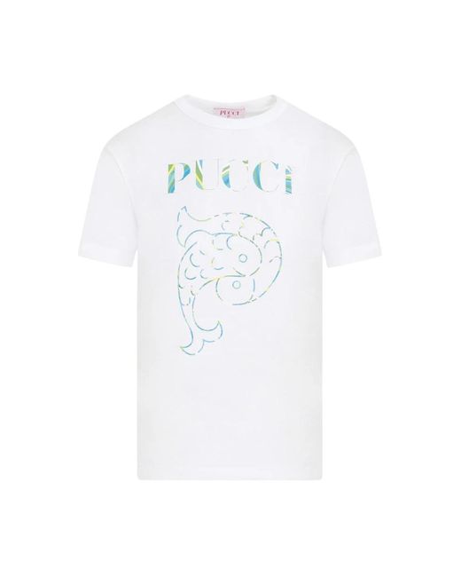 Emilio Pucci White Weißes logo t-shirt bekleidung