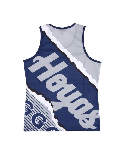Mitchell & Ness Fitness ,Grijs ,Basketball Tank Top Jumbotron 2.0 Mesh Tank Geohoy in het Blue voor heren