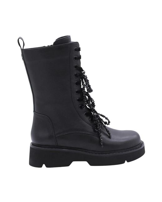Tosca Blu Black Lace-Up Boots