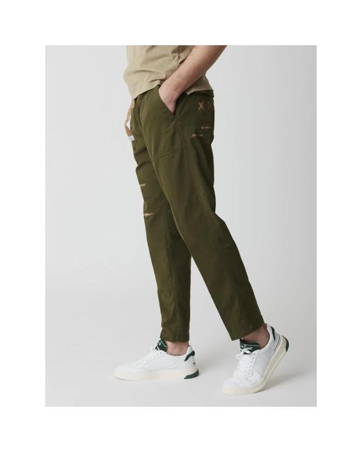 White Sand Green Slim-Fit Trousers for men