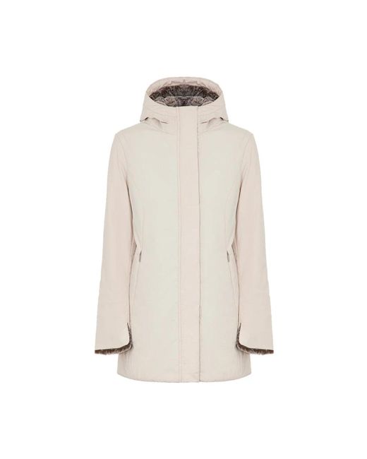 Suns Jassen ,Polyester Omkeerbare Parka Met Nep Bont Voering in het Natural