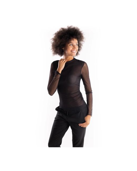 Marella Black Schwarzer Tüllpullover Mit Rüschendetails