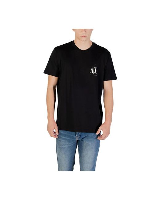 ARMANI EXCHANGE Schwarzes Print Baumwoll T-Shirt in Black für Herren