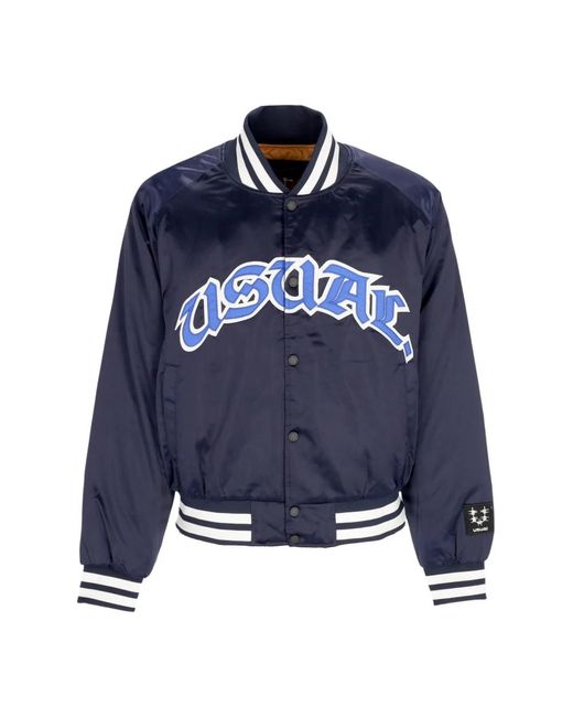 USUAL Jassen ,Blauw ,Nylon Blauwe Bomberjack Met Diamant Gewatteerde Voering in het Blue voor heren