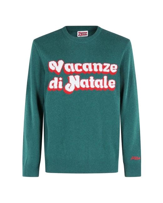 Mc2 Saint Barth Green Round-Neck Knitwear for men