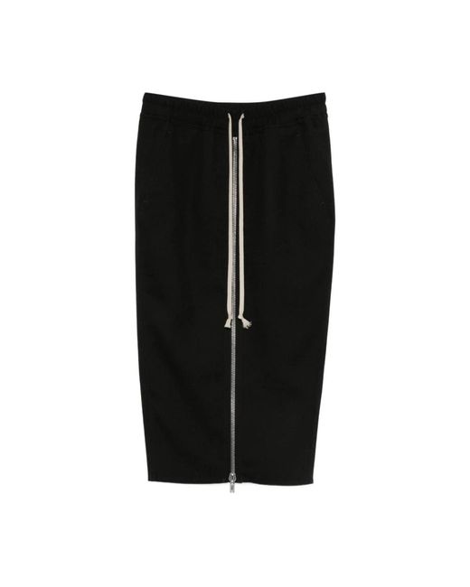 Rick Owens Zwarte Wol Pillar Rok Italië in het Black