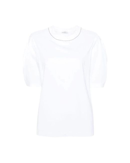 01c bianco+bianco suéter de manga corta Peserico de color White