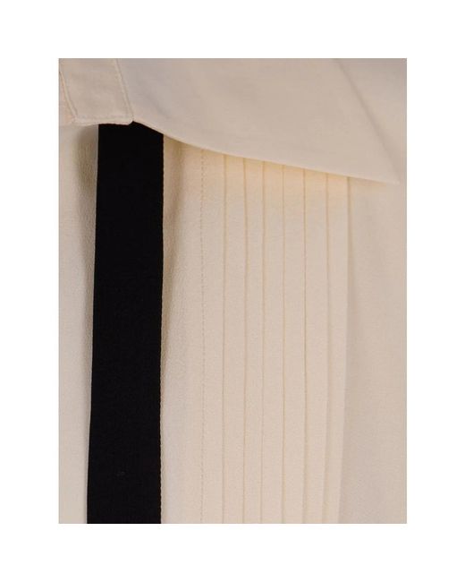 Max Mara Overhemden ,Leer Zijden Blouse Met Strik in het Natural