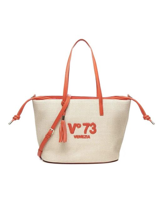 V73 Pink Stroh Effekt Tragetasche Mit Logo