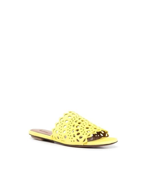 Alaïa Yellow Alaia Laser-cut Suede Sandals