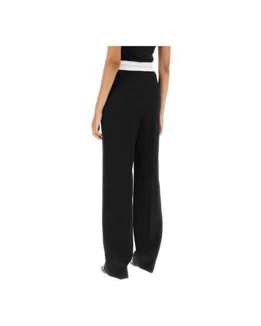 Alexander Wang Black Gerade geschnittene hose mit kontrastierendem logo-band