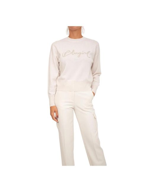 Blugirl Blumarine White Round-Neck Knitwear