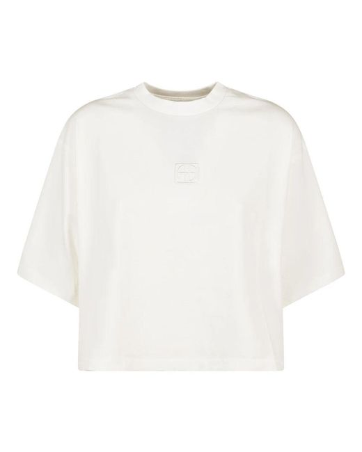 Anine Bing White Monogram Framed Cropped Tee