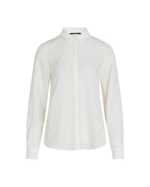 Bruuns Bazaar Overhemden ,Wit ,Zijden Overhemd Snow Elegant Lange Mouw in het White