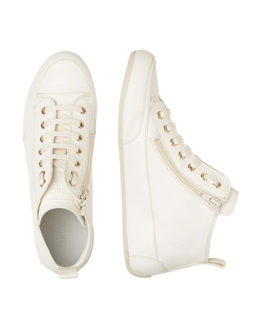 Candice Cooper White Weiße leder-mid-top-sneakers
