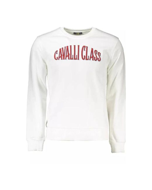 Class Roberto Cavalli Bestickter logo baumwollpullover in White für Herren