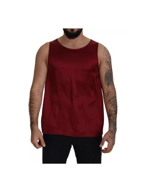 Dolce & Gabbana Red Sleeveless Tops for men